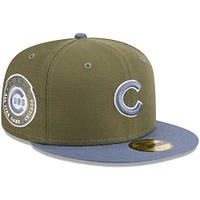 Casquette ajustée 59FIFTY Chicago Cubs New Era pour homme, olive/bleu