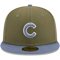 Casquette ajustée 59FIFTY Chicago Cubs New Era pour homme, olive/bleu