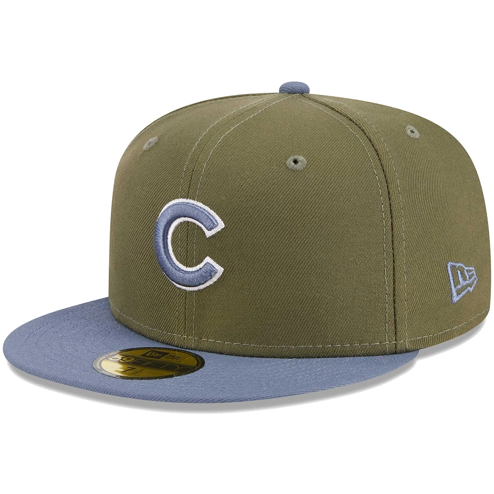 Casquette ajustée 59FIFTY Chicago Cubs New Era pour homme, olive/bleu