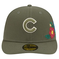 Men's New Era Olive Chicago Cubs Tonal Florals 59FIFTY Fitted Hat