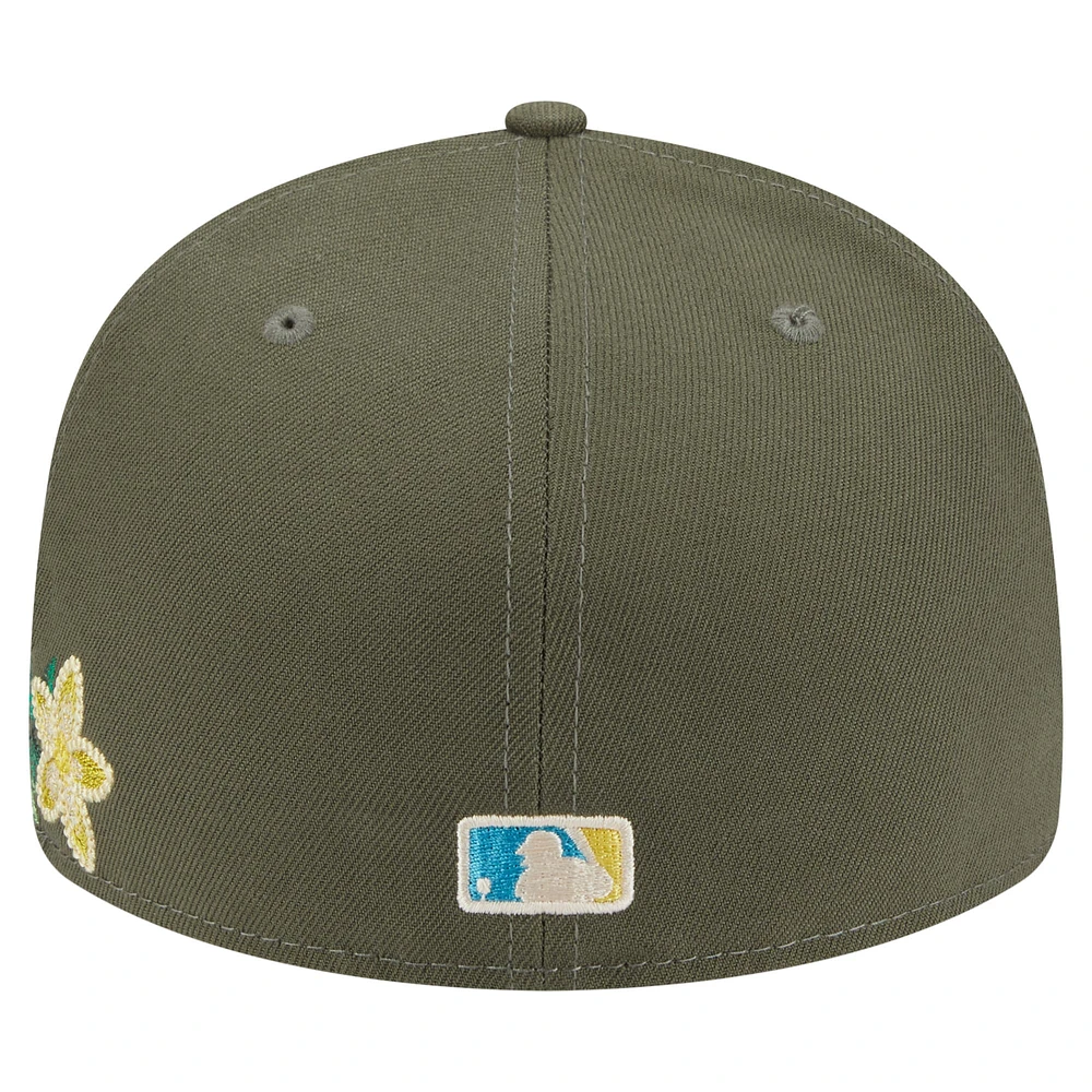 Men's New Era Olive Chicago Cubs Tonal Florals 59FIFTY Fitted Hat
