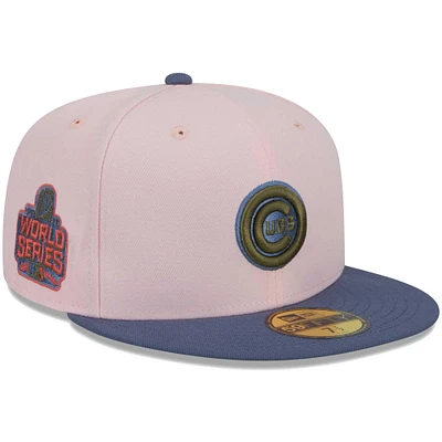 Casquette ajustée 59FIFTY pour homme avec sous-visière olive Chicago Cubs New Era rose/bleu