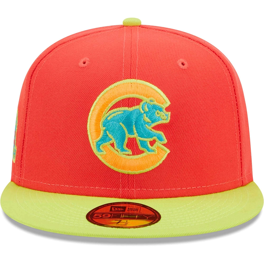 Casquette ajustée 59FIFTY Chicago Cubs Lava Highlighter Combo New Era rouge/vert fluo pour homme