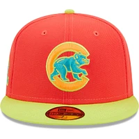 Men's New Era Red/Neon Green Chicago Cubs  Lava Highlighter Combo 59FIFTY Fitted Hat