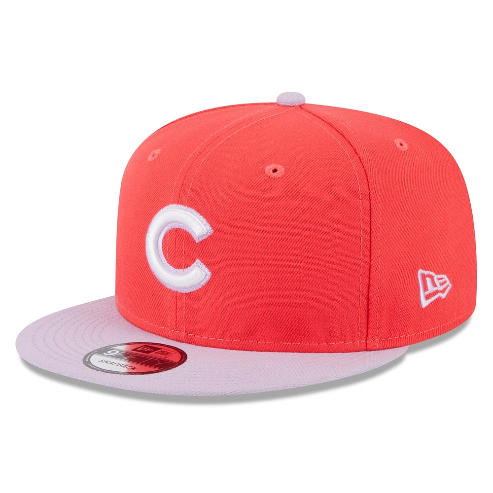 Casquette Snapback 9FIFTY Spring Basic Two-Tone pour homme Chicago Cubs New Era rouge/violet