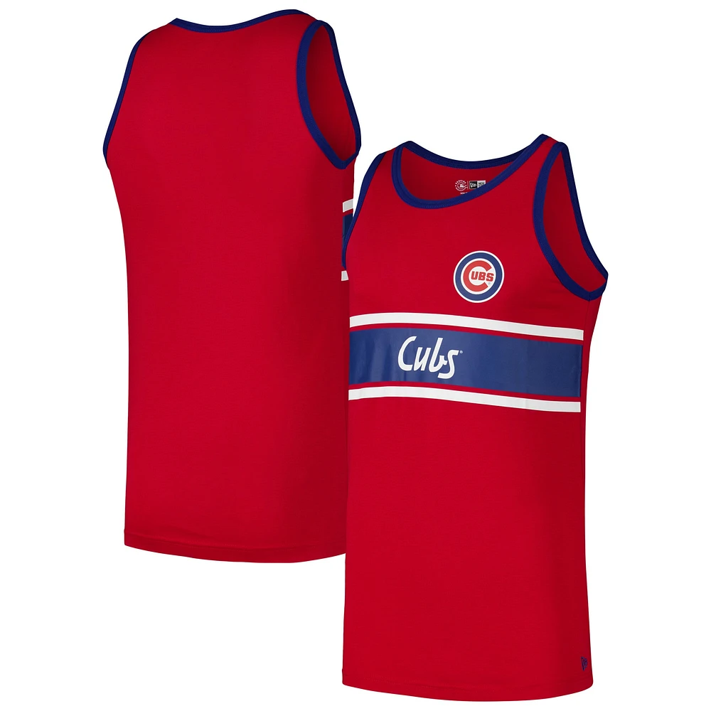 Débardeur Ringer en jersey rouge New Era pour hommes des Chicago Cubs