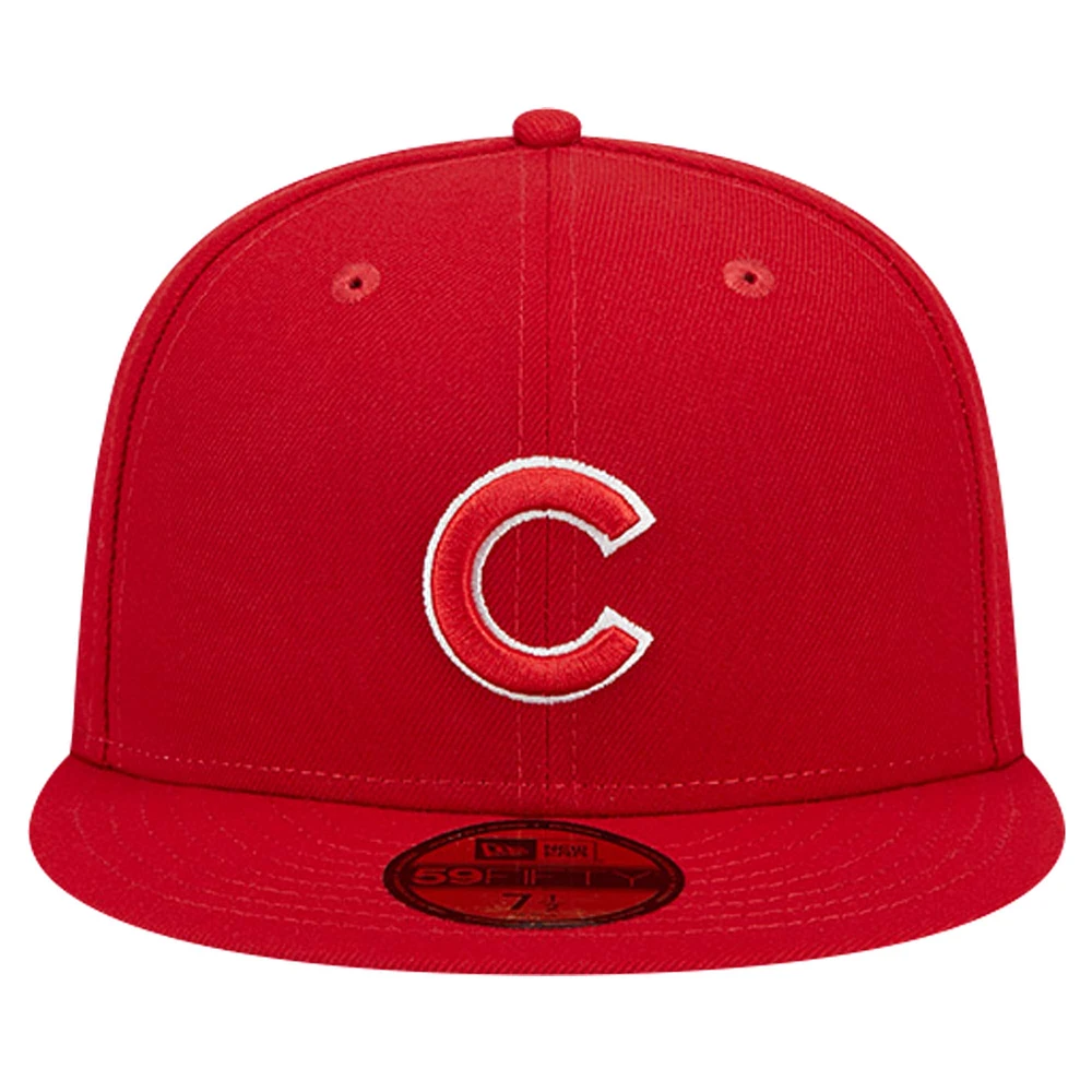 Men's New Era Red Chicago Cubs Logo 59FIFTY Fitted Hat