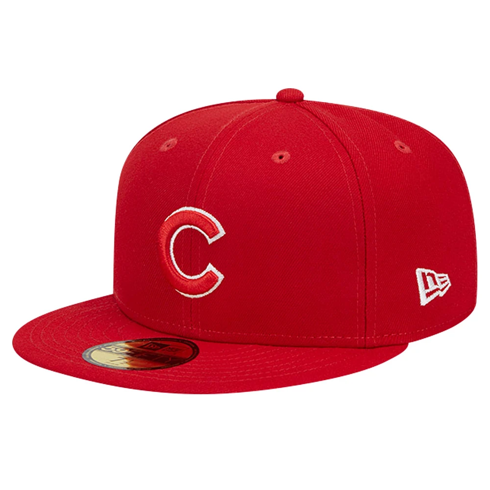 Men's New Era Red Chicago Cubs Logo 59FIFTY Fitted Hat