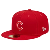 Men's New Era Red Chicago Cubs Logo 59FIFTY Fitted Hat