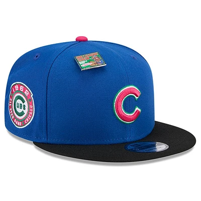 Men's New Era Royal/Black Chicago Cubs Watermelon Big League Chew Flavor Pack 9FIFTY Snapback Hat