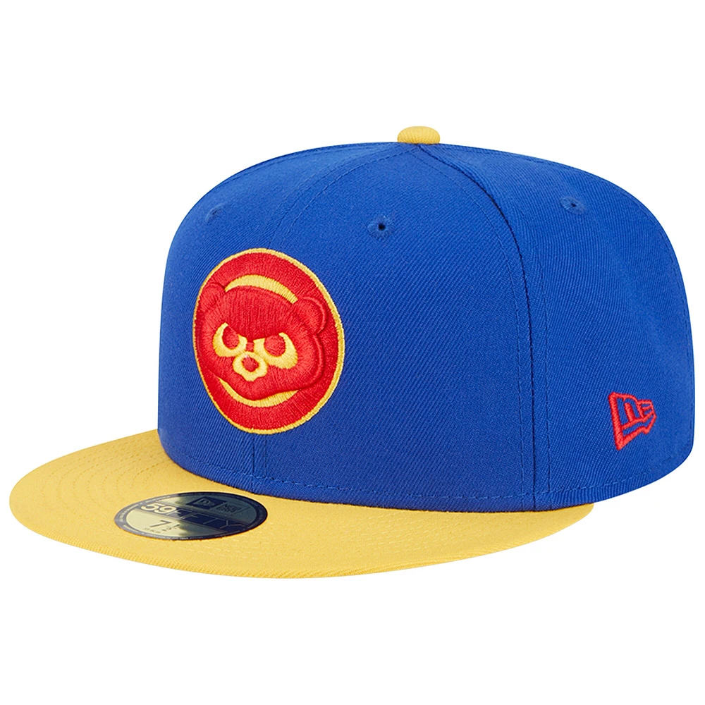 Casquette ajustée 59FIFTY Chicago Cubs Empire New Era pour homme, bleu royal/jaune