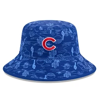 Bob d'entraînement de printemps 2025 New Era Royal Chicago Cubs pour homme, imprimé intégral