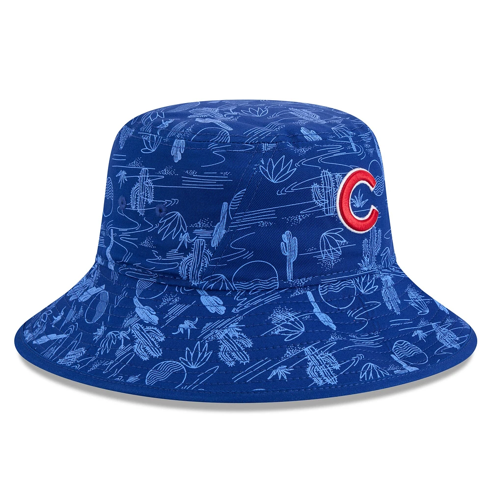 Bob d'entraînement de printemps 2025 New Era Royal Chicago Cubs pour homme, imprimé intégral