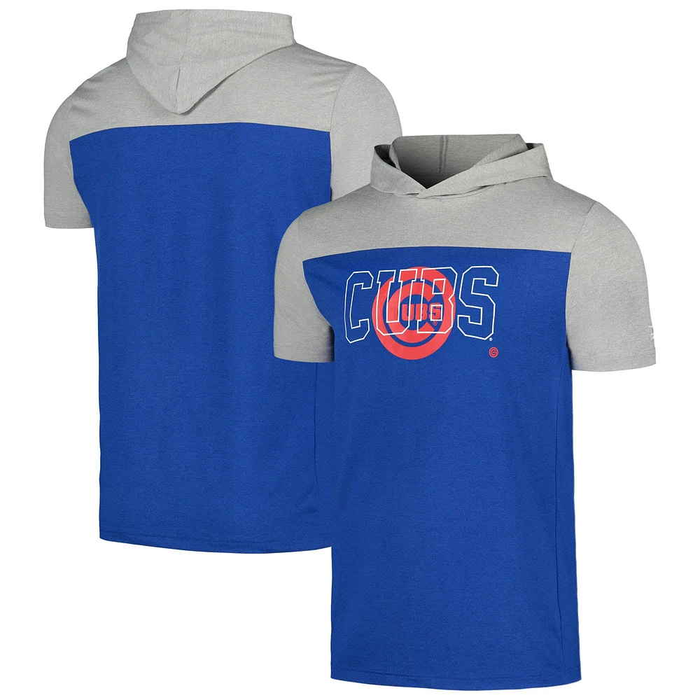 T-shirt à capuche brossé actif New Era Royal Chicago Cubs pour hommes