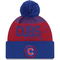 Bonnet en tricot à revers sport avec pompon pour homme New Era Royal Chicago Cubs Authentic Collection