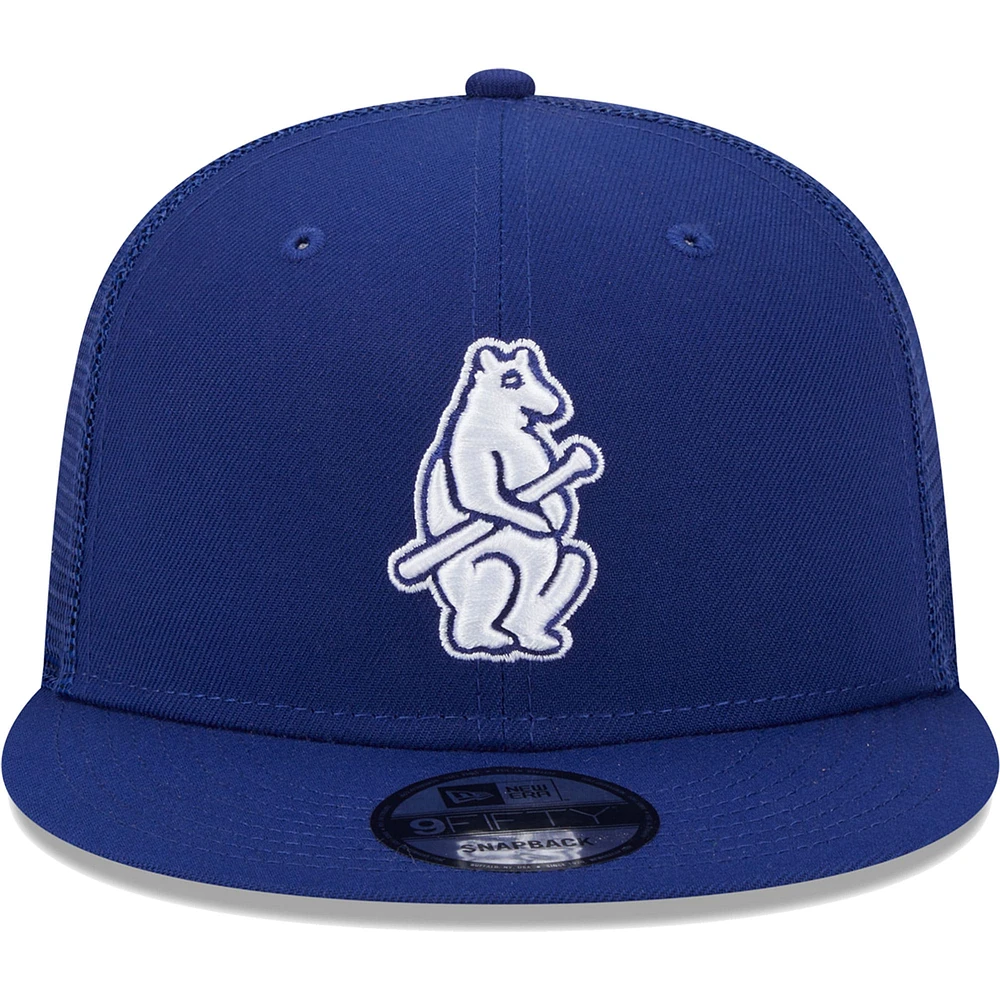 Men's New Era Royal Chicago Cubs Cooperstown Collection Team Color Trucker 9FIFTY Snapback Hat