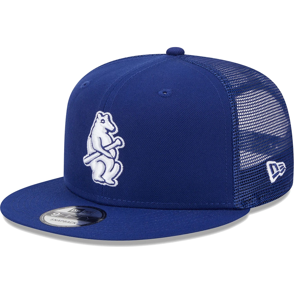 Men's New Era Royal Chicago Cubs Cooperstown Collection Team Color Trucker 9FIFTY Snapback Hat