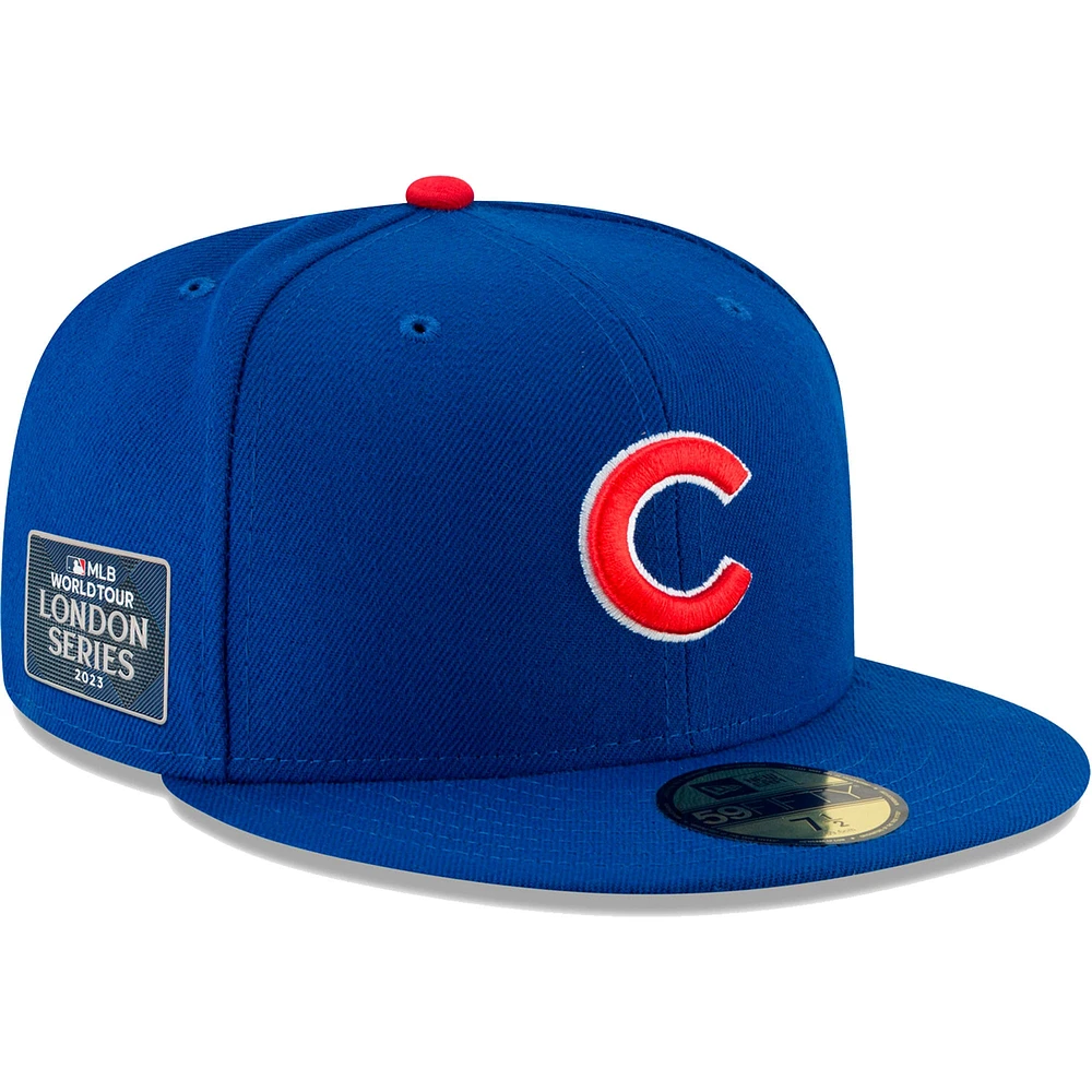 Men's New Era Royal Chicago Cubs On-Field 2023 World Tour London Series 59FIFTY Fitted Hat