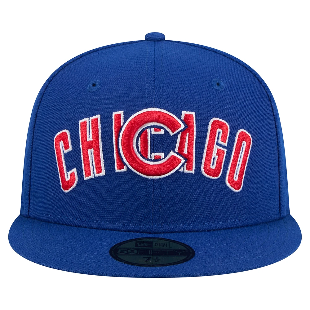 Men's New Era Royal Chicago Cubs Overlap 59FIFTY Fitted Hat