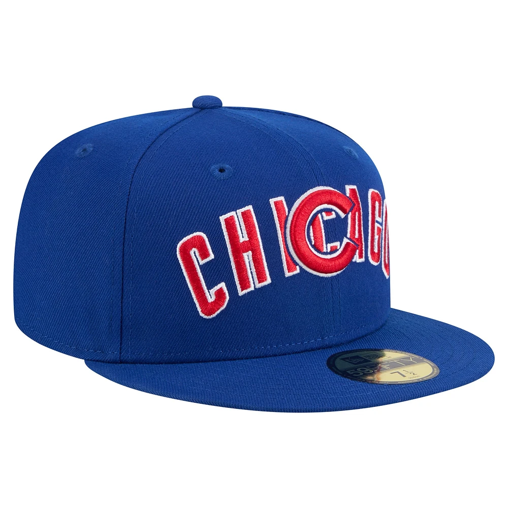 Men's New Era Royal Chicago Cubs Overlap 59FIFTY Fitted Hat