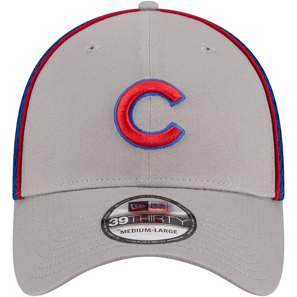 Casquette flexible 39THIRTY Pipe bleue des Chicago Cubs New Era pour hommes