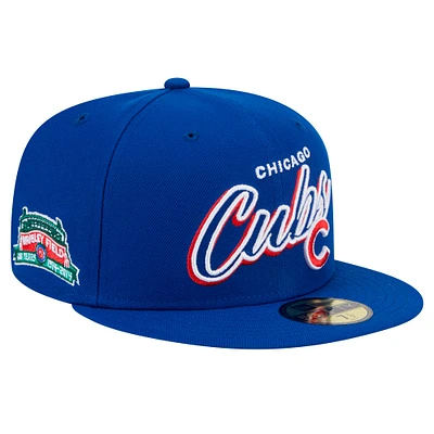 Men's New Era Royal Chicago Cubs Script Sided 59FIFTY Fitted Hat