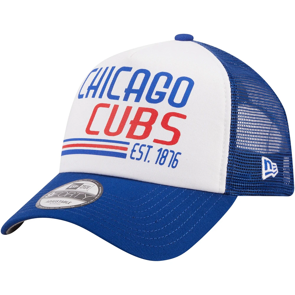 Men's New Era Royal Chicago Cubs Stacked 9FORTY Trucker Adjustable Hat