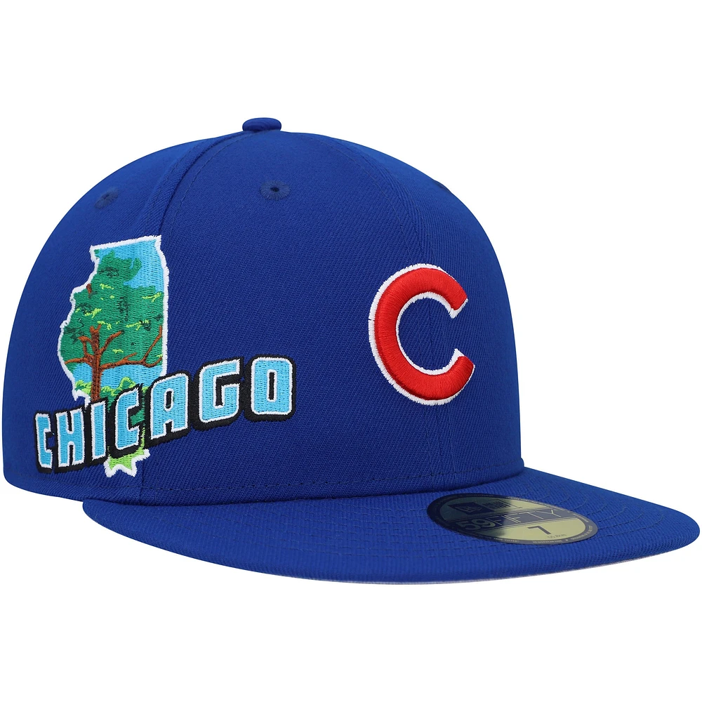 Men's New Era Royal Chicago Cubs Stateview 59FIFTY Fitted Hat