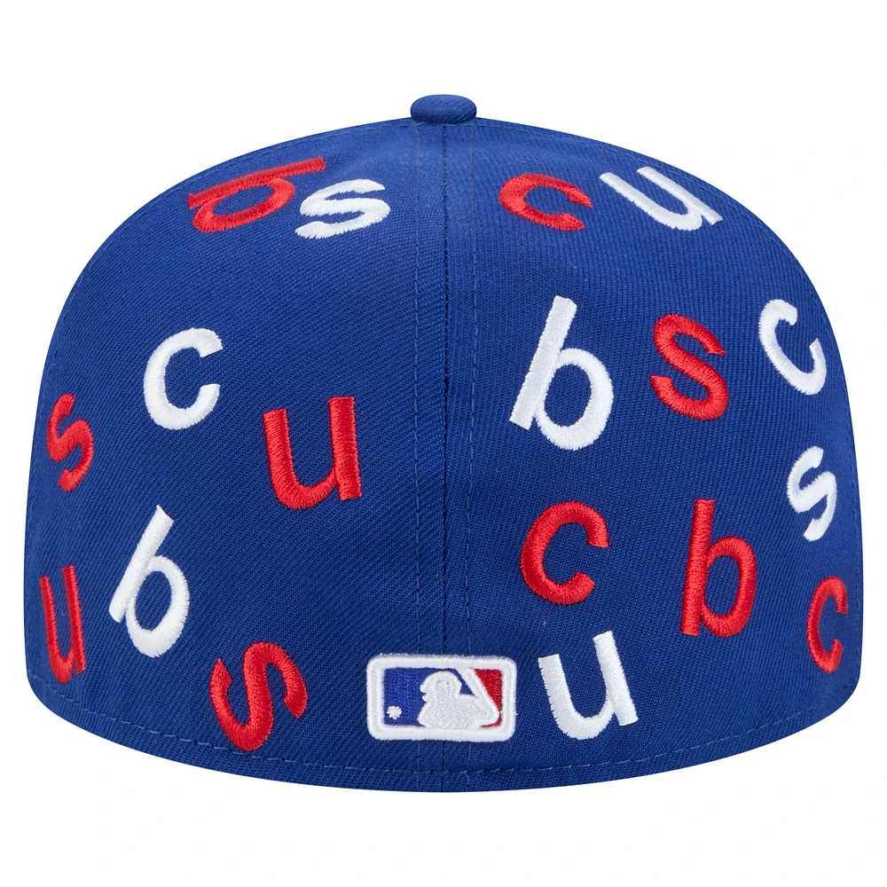 Casquette ajustée 59FIFTY Royal Chicago Cubs Team Confetti de New Era pour homme