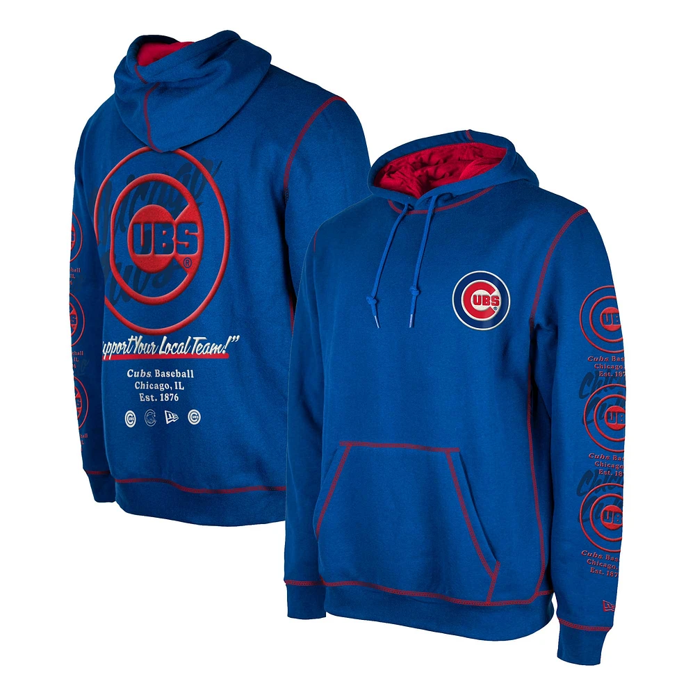 Men's New Era Royal Chicago Cubs Team Split Pullover Hoodie