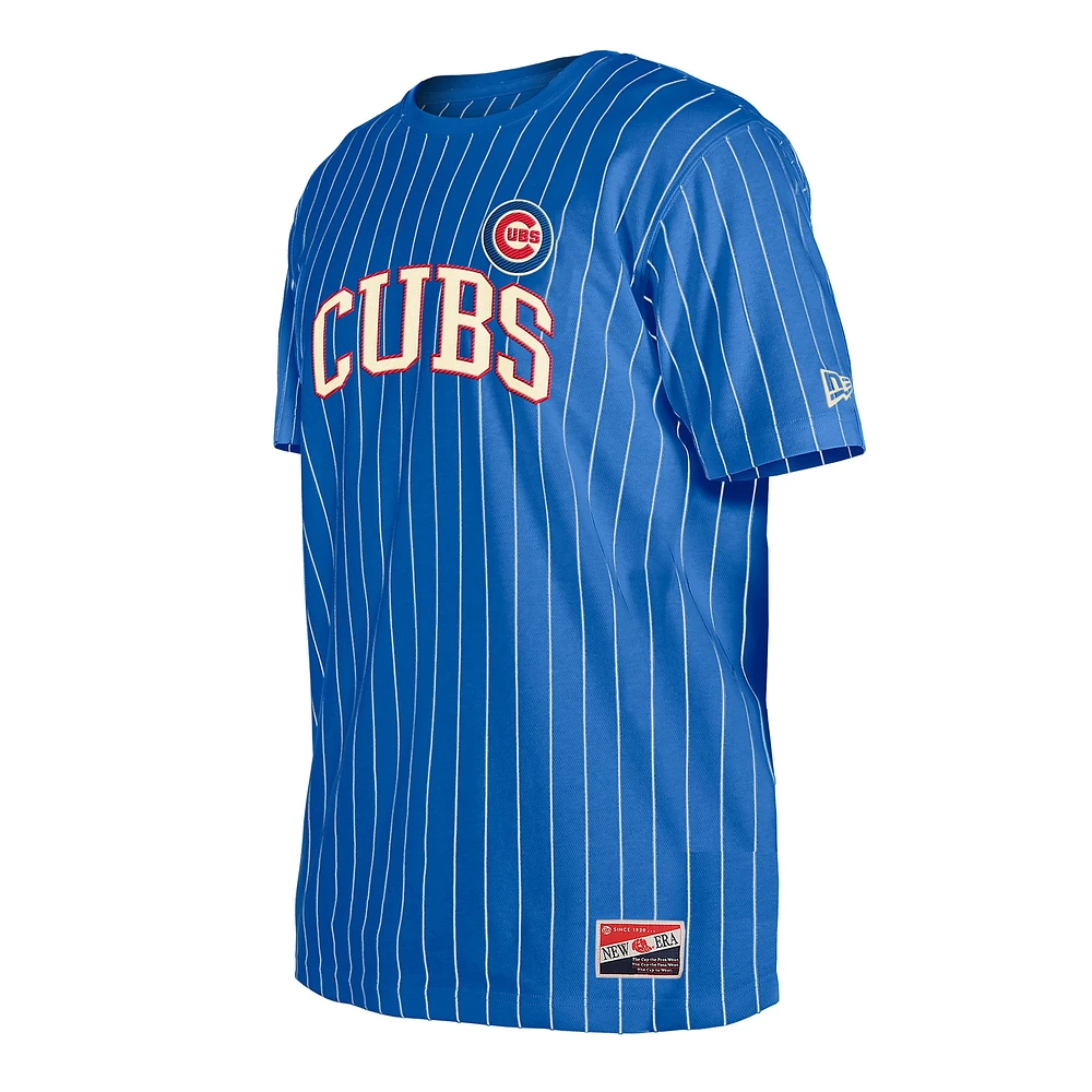 Men's New Era Royal Chicago Cubs Throwback Pinstripe T-Shirt