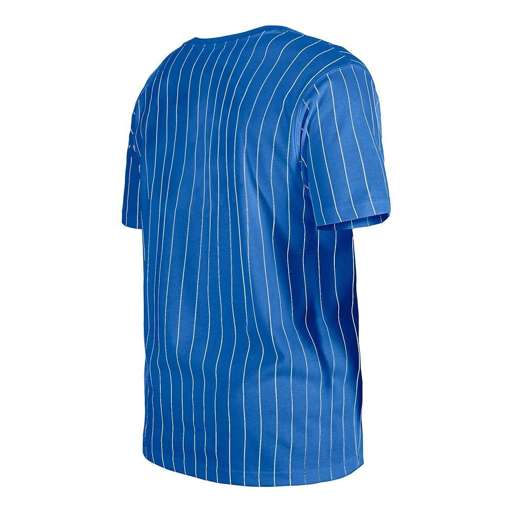Men's New Era Royal Chicago Cubs Throwback Pinstripe T-Shirt