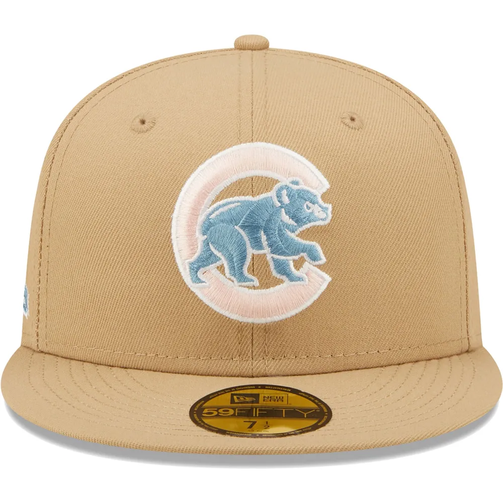 Men's New Era Tan Chicago Cubs 100 Years at Wrigley Field Sky Blue Undervisor 59FIFTY Fitted Hat