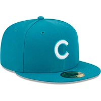 Casquette ajustée 59FIFTY Chicago Cubs New Era turquoise pour homme