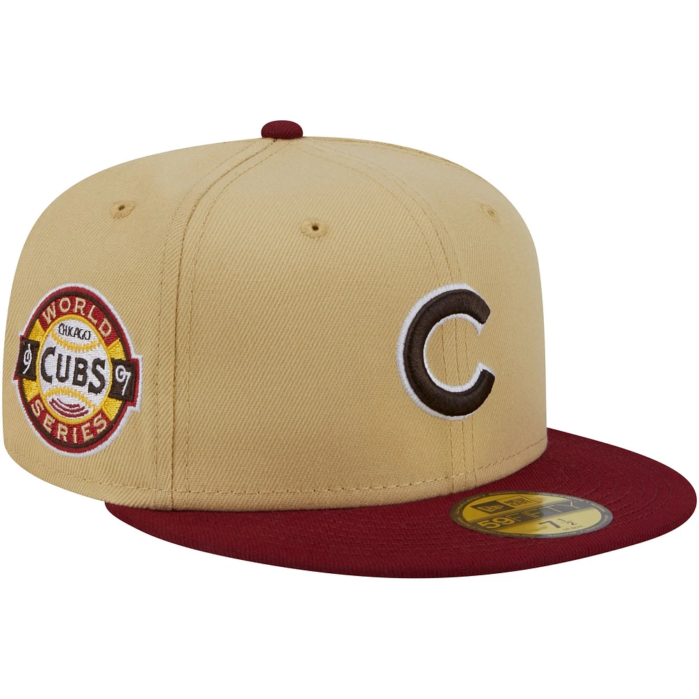 Men's New Era Vegas Gold/Cardinal Chicago Cubs 2-Tone 59FIFTY Fitted Hat