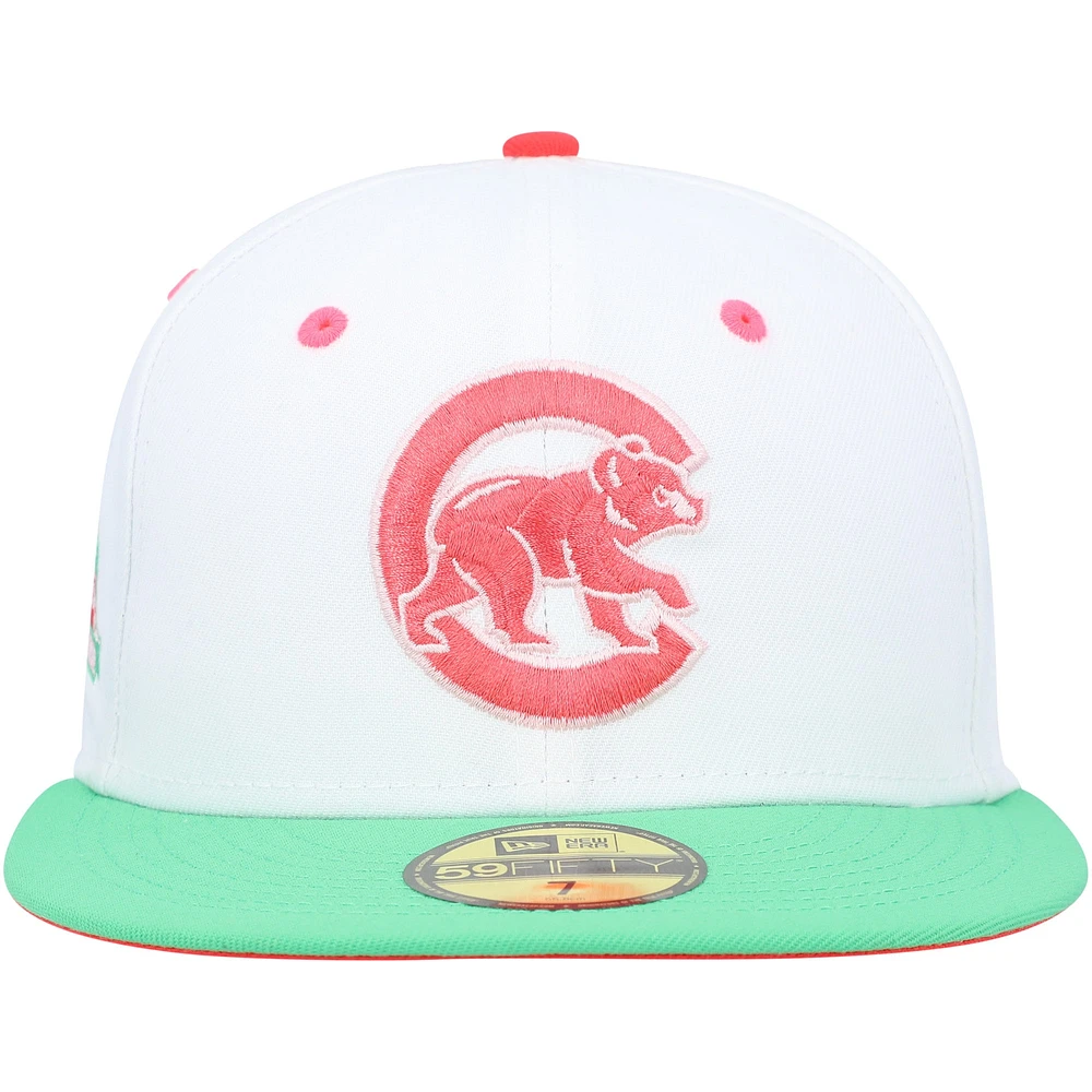 Casquette ajustée 59FIFTY Chicago Cubs Watermelon Lolli New Era pour homme, blanc/vert
