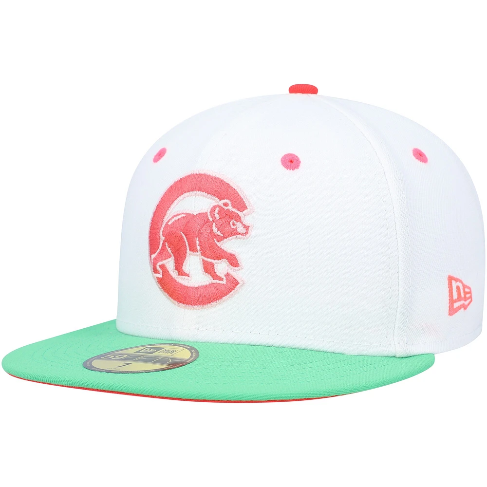 Casquette ajustée 59FIFTY Chicago Cubs Watermelon Lolli New Era pour homme, blanc/vert
