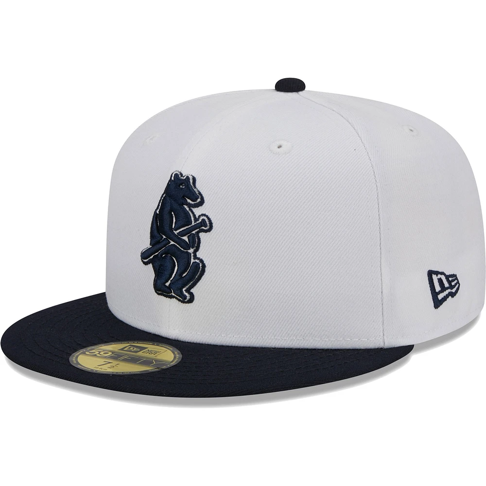 Casquette ajustée 59FIFTY pour homme Chicago Cubs Optic New Era, blanc/bleu marine