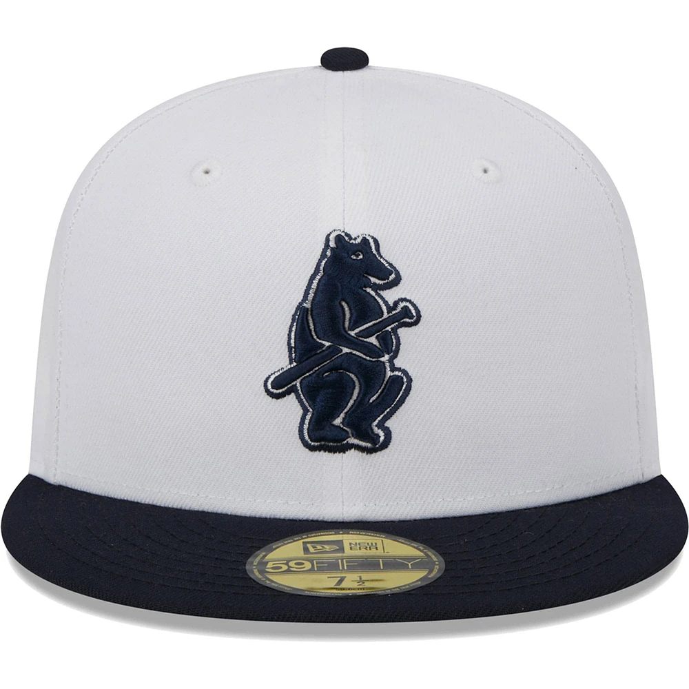 Casquette ajustée 59FIFTY pour homme Chicago Cubs Optic New Era, blanc/bleu marine