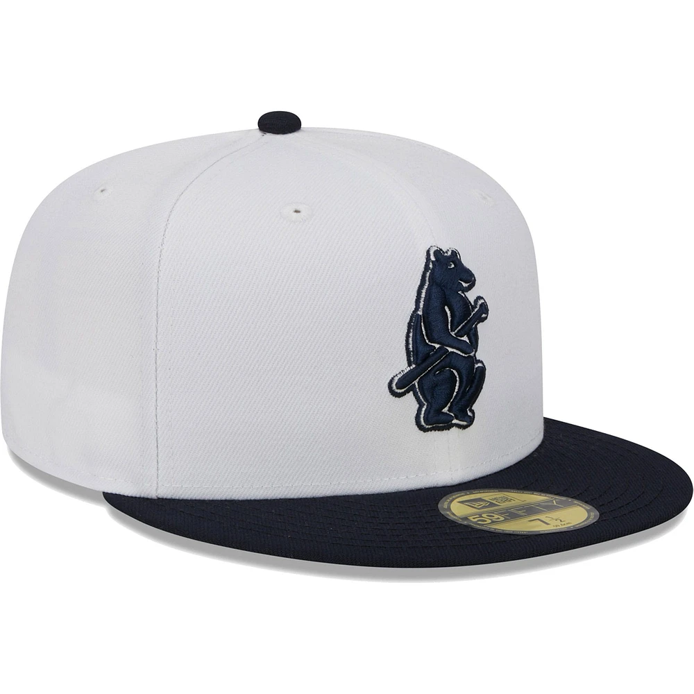 Casquette ajustée 59FIFTY pour homme Chicago Cubs Optic New Era, blanc/bleu marine