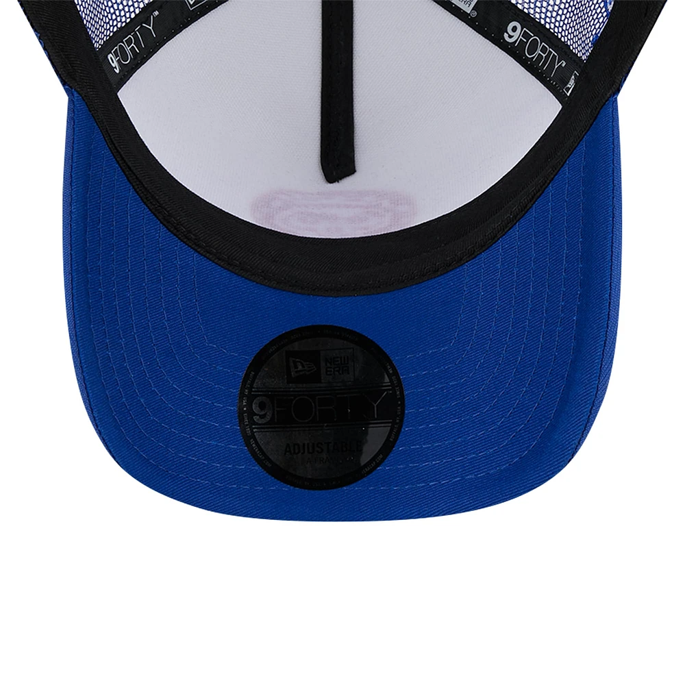 Casquette réglable 9FORTY Trucker A-Frame New Era pour hommes, blanc/royal, Chicago Cubs, drapeau à damier