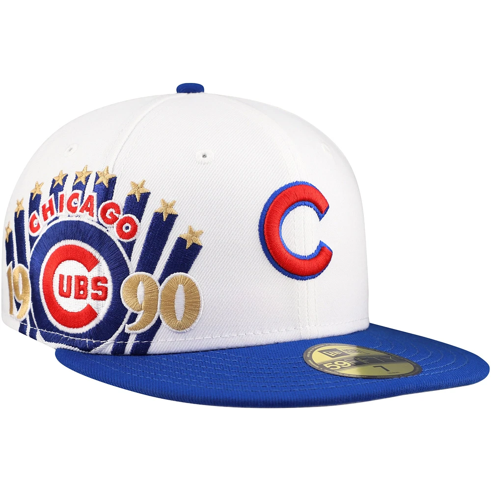 Casquette ajustée 59FIFTY New Era pour hommes, blanc/royal, Chicago Cubs Major Sidepatch