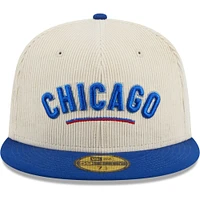 Casquette ajustée 59FIFTY classique en velours côtelé blanc des Chicago Cubs New Era pour hommes