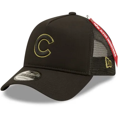 Chicago Cubs New Era x Alpha Industries A-Frame 9FORTY Trucker Snapback Hat - Black