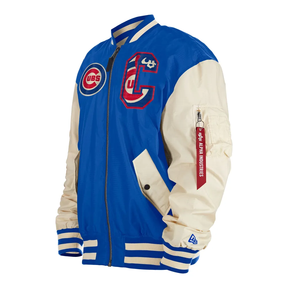 Men's Royal/White Chicago Cubs Logo Full-Zip Varsity Jacket