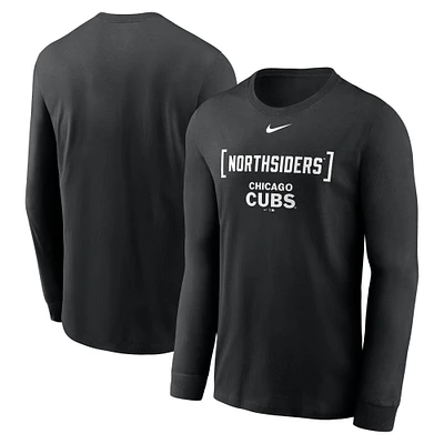 T-shirt à manches longues Nike noir pour homme avec surnom local des Chicago Cubs