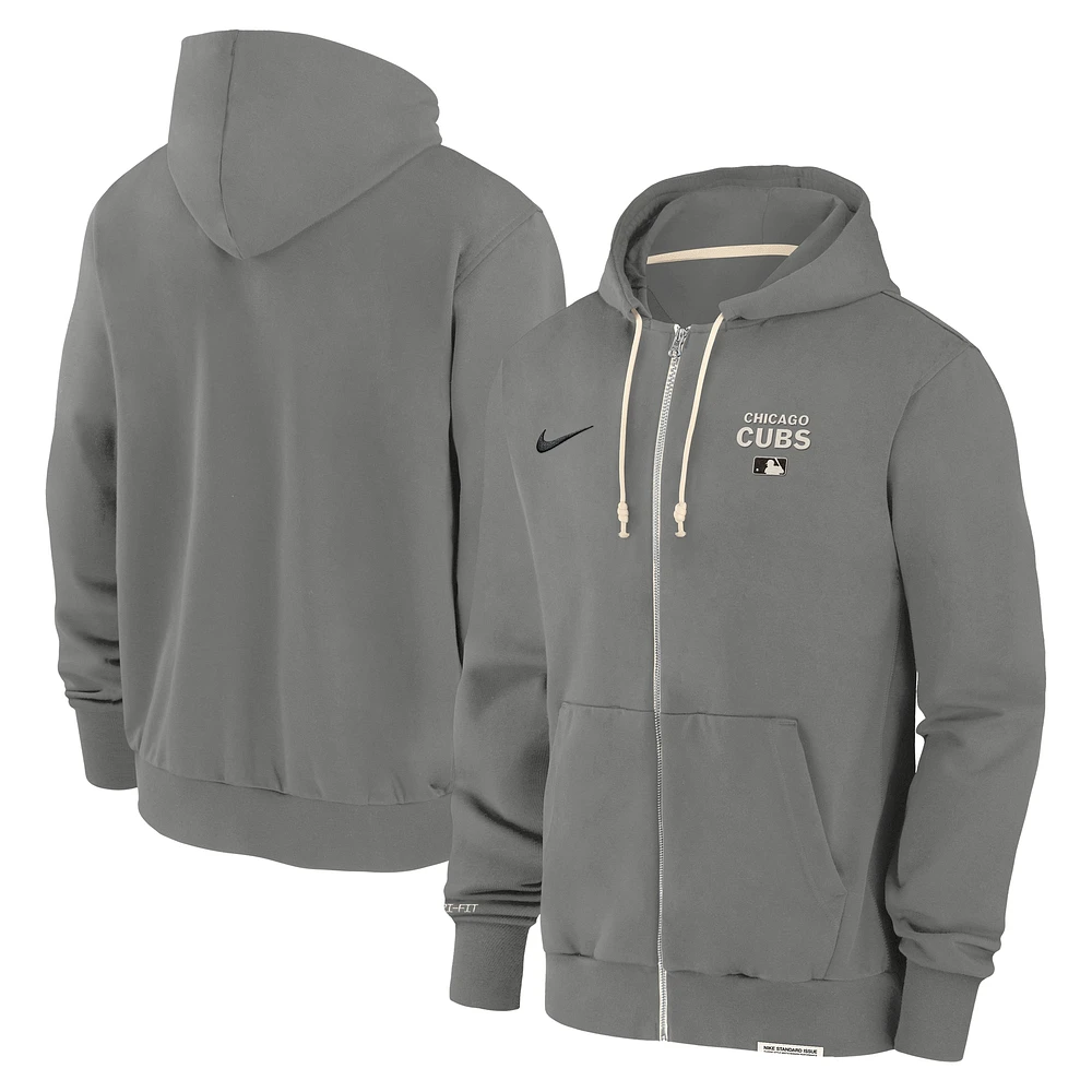 Men's Nike Charcoal Chicago Cubs Authentic Collection Travel Performance Full-Zip Hoodie