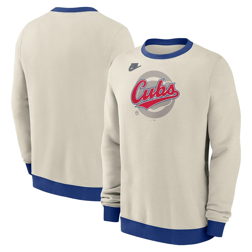 Sweat-shirt en polaire Nike crème pour hommes des Chicago Cubs de la collection Cooperstown