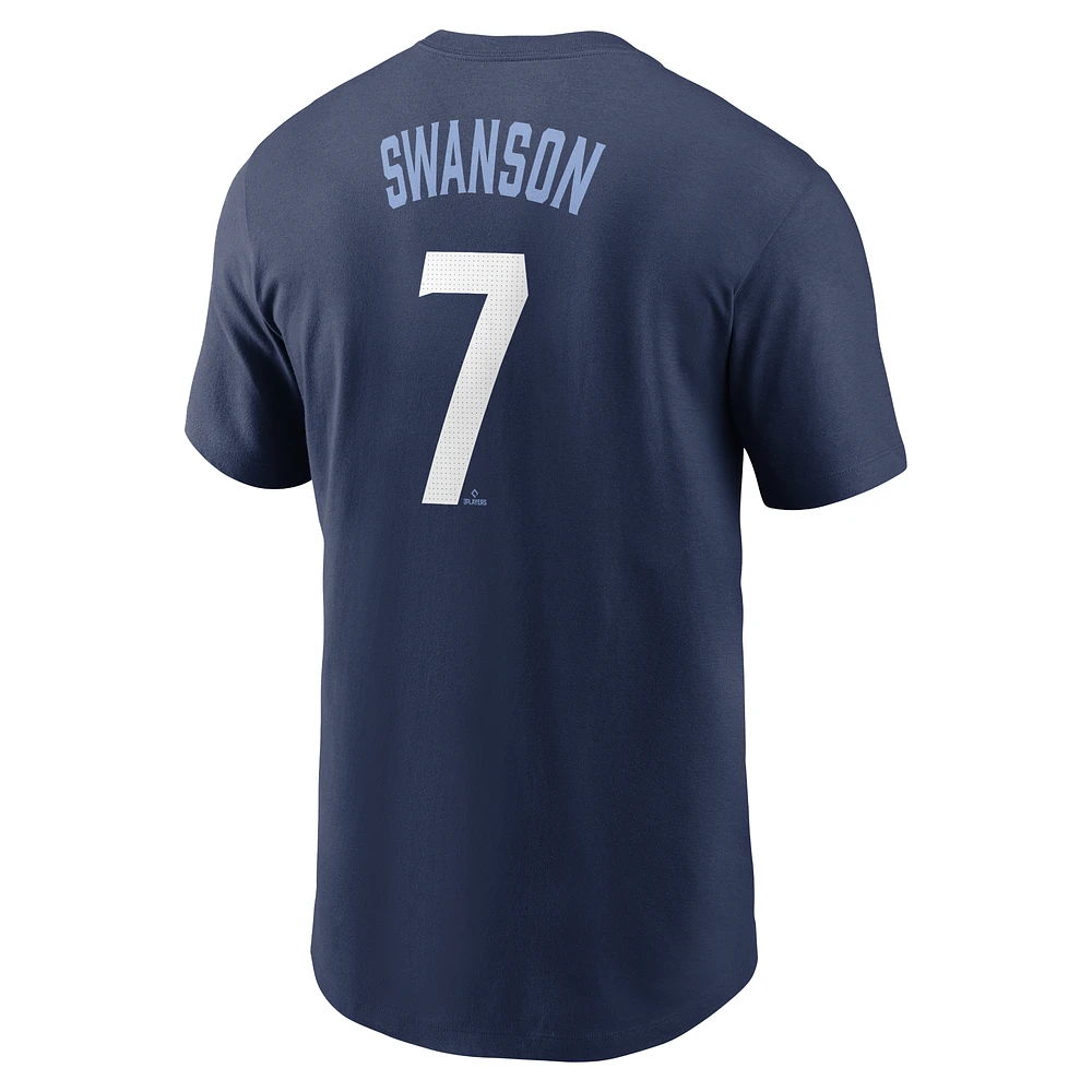 Men's Nike Dansby Swanson Navy Chicago Cubs City Connect Fuse Name & Number T-Shirt