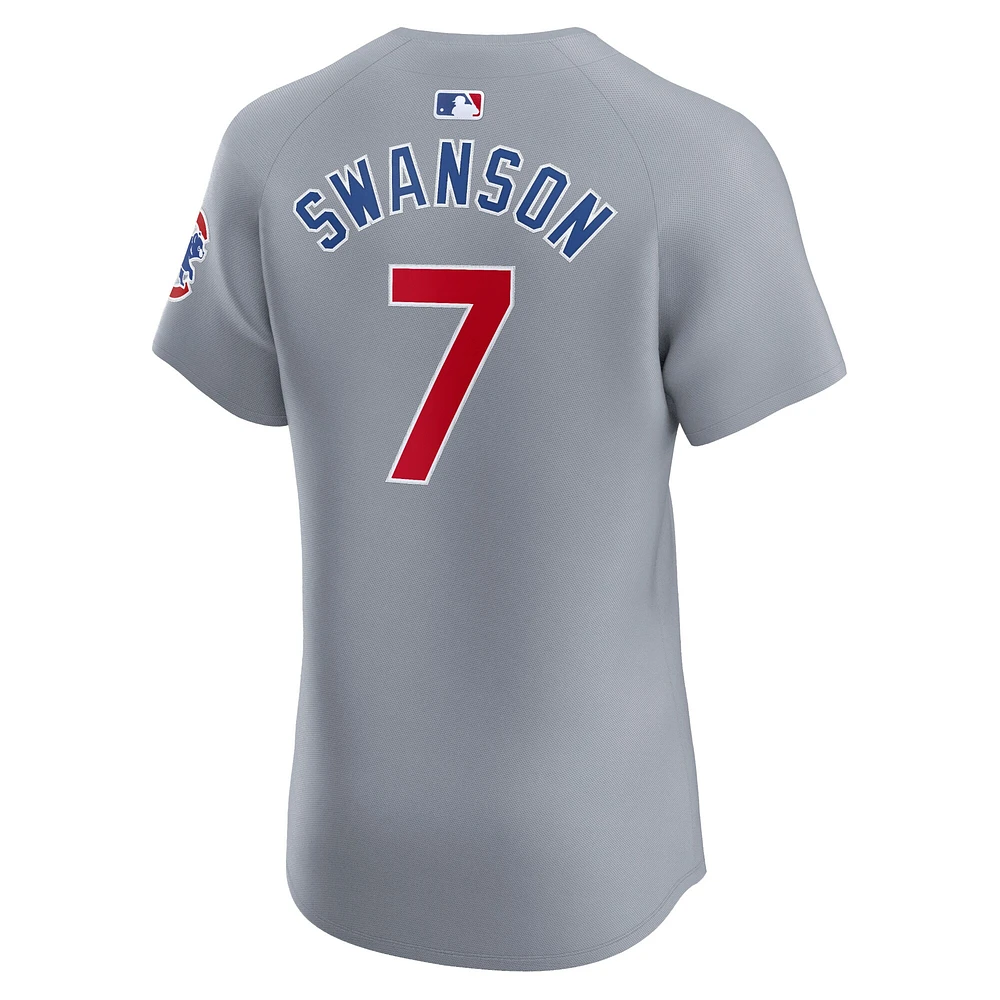 Maillot de joueur Nike Dansby Swanson pour hommes, gris, Chicago Cubs Road Elite